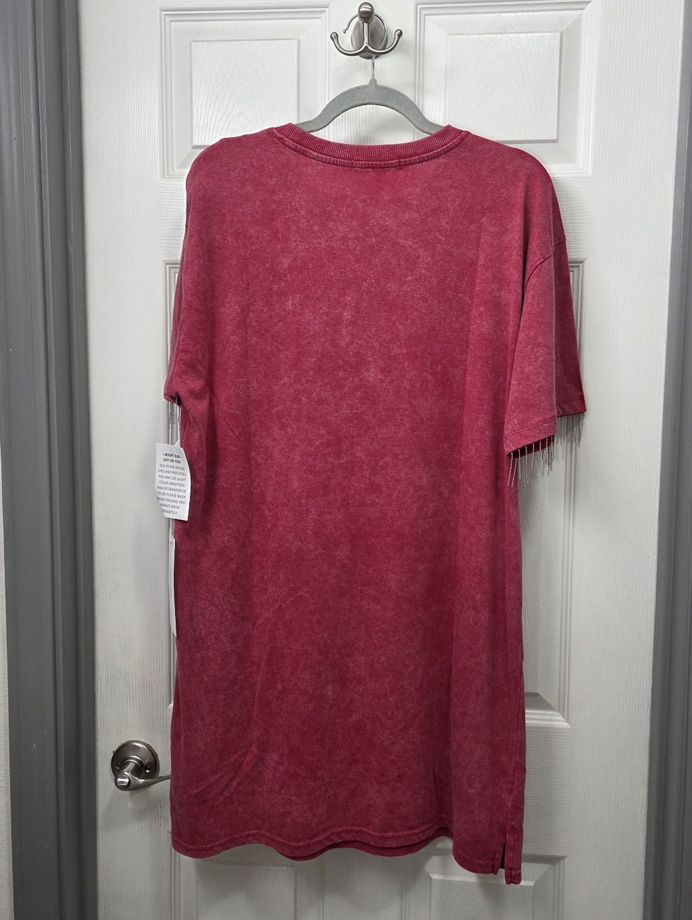 Mimi Chica Washed Red Graphic Tshirt Dress Arm Tassles Western Rodeo Festival XL - Picture 6 of 10